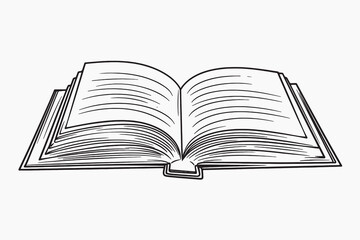 Open book illustration, black lines
