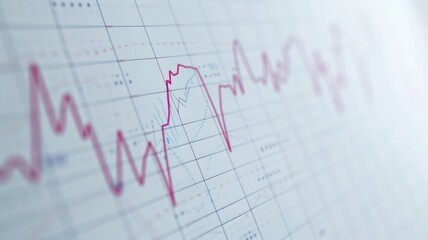 Graph showing fluctuating red line indicating data trends over time, plotted on grid