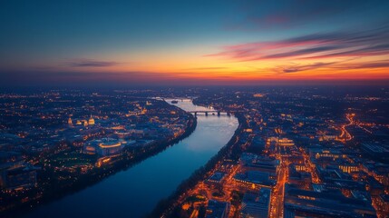 Aerial View of Washington DC at Dusk