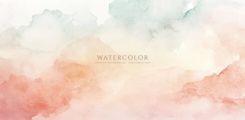 Obraz premium Abstract horizontal watercolor background. Hand drawn vector texture. Brush stroked painting pastel color watercolour