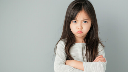Obraz premium an angry little girl standing with her arms crossed