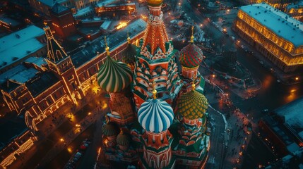 Fototapeta premium Aerial View of St. Basil's Cathedral in Moscow