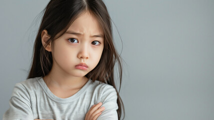 Fototapeta premium an angry little girl standing with her arms crossed