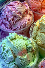 Obraz premium frozen ice cream in rainbow colors for a vibrant and refreshing 