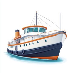 A vibrant illustration of a classic ship, showcasing its strong structure and bright colors against calm waters.