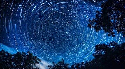 Fototapeta premium Captivating Long Exposure of Meteor Showers in a Clear Starry Sky with Bright Streaks