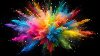 Abstract colorful powder explosion on black background, powder, splash, abstract, background, stop motion, colored, explosion