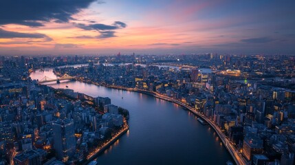 Fototapeta premium Tokyo Skyline at Dusk