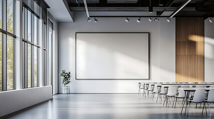 Empty conference room with large projection screen Minimal Style