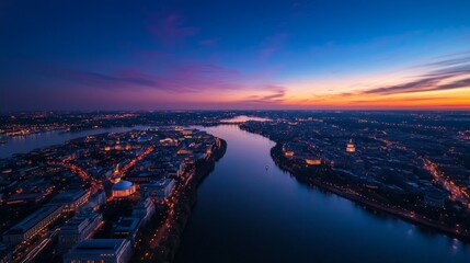 Aerial View of Washington D.C. at Dusk