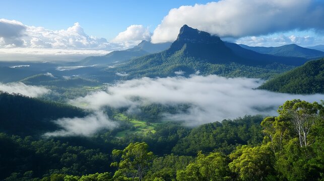 Wollumbin National Park, also known as Mount Warning, is located in New South Wales, Australia. 