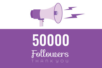 50000  OR 50k followers celebration. Thank you 50000  followers congratulation template banner. banner for social 50k friends and followers. celebrate subscribers and followers.
