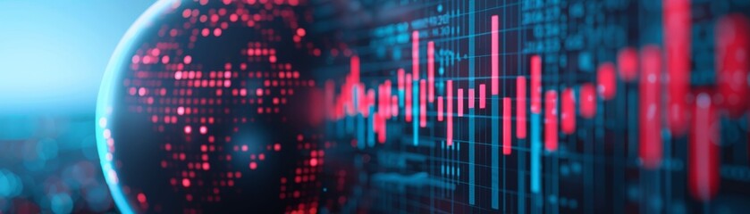 Abstract representation of global data with digital elements and vibrant colors, illustrating connectivity and technology trends.
