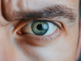 Fototapeta premium Close-up of a blue eye showcasing intricate details and vibrant colors, capturing emotions and expressions in stunning clarity.