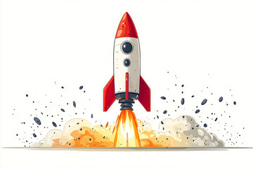 A rocket on a white background. Pencil drawing, vector illustration, 3d.