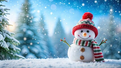 Obraz premium Happy snowman enjoying winter scenery, snowman, winter, cheerful, smile, snow, cold, outdoors, festive, holiday, joy, white