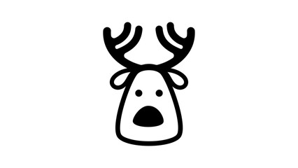 christmas deer character, black isolated silhouette