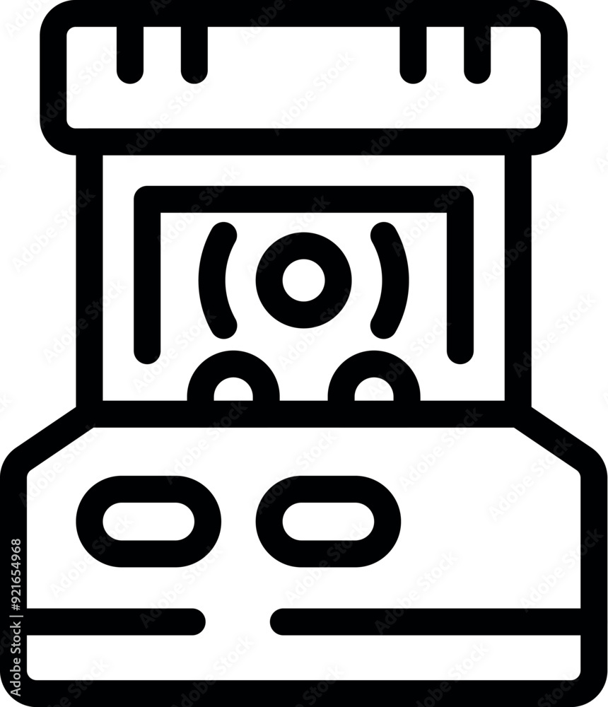 Poster arcade game machine with a screen showing a game in progress, inviting players to enjoy the exciteme
