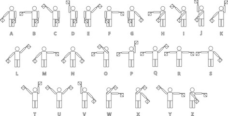 semaphore flag characters icon set © Kuning