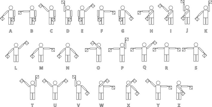 semaphore flag characters icon set