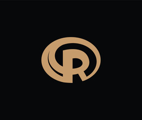 letter r circle logo design vector illustration template, R in oval logo