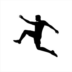 Soccer player jumping silhouette vector illustration design on white background.