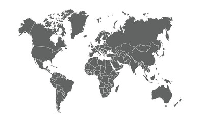 World map isolated on white background. for website layouts, background, education, precise, customizable, Travel worldwide, map silhouette backdrop, earth geography, political, reports.