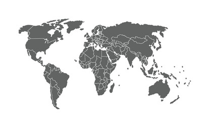 World map isolated on white background. for website layouts, background, education, precise, customizable, Travel worldwide, map silhouette backdrop, earth geography, political, reports.