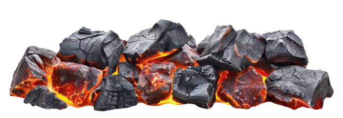 Smoldering burning coals, cut out