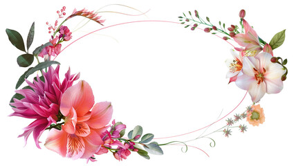 Naklejka premium Floral border design with vibrant pink and white flowers, cut out