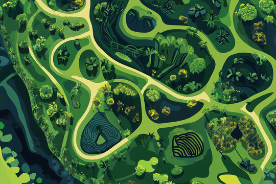 Wild Explorations: Zoo Map with Jungle-Themed Walkways