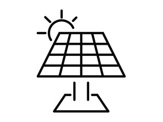 Solar panel icon design outline style, editable stroke