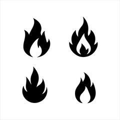 Group of fire flames icon silhouette vector illustration design on white background.
