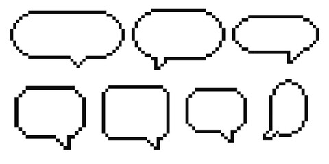 Pixel speech bubble cloud 8 bit y2k digital retro message. Game talk box, comment.b Text frame, border. 80s, 90s computer games.