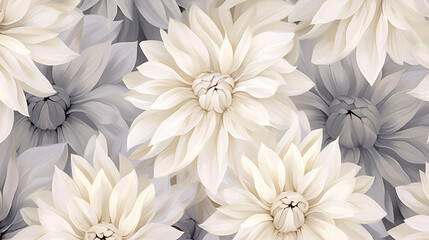 Obraz premium A white and gray floral pattern on a light beige background in a watercolor style.patterns, background, backdrop, wallpaper.