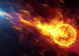 Obraz premium Solar system with sun in the sky. 3d render illustration.