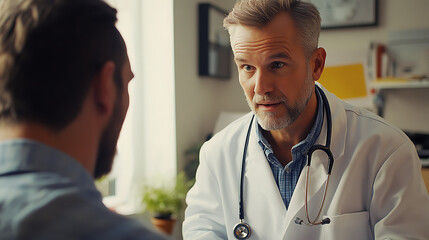 Fototapeta premium Doctor Performing Routine Checkup on Male Patient in Office