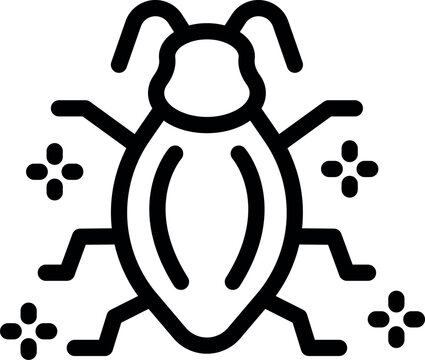 recommend clip art: Simple line icon of a microchip bug spreading on a white background