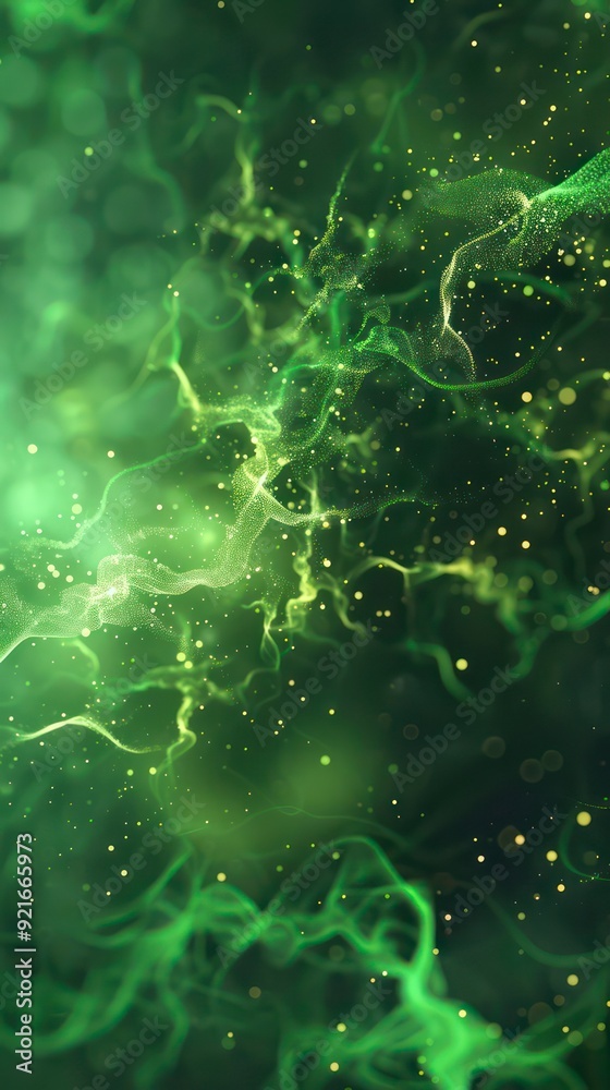 Wall mural light green of energy particles background