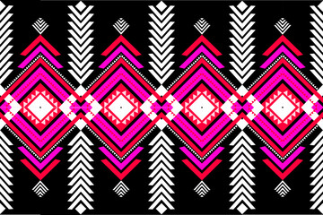 Bold Neon Tribal Diamond Pattern on Black Background