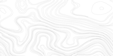 The concept of a conditional geography scheme and the terrain path. Gray & White. Ultra wide size, Topographic map lines background. Abstract vector illustration.