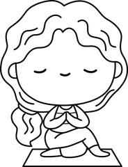 a vector of a woman doing yoga pose in black and white coloring
