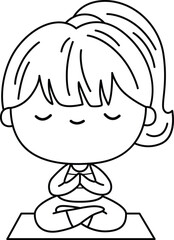 a vector of a woman doing yoga pose in black and white coloring
