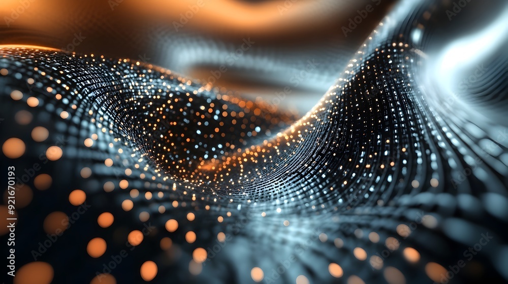 Poster futuristic 3d search engine with flowing data streams symbolizing information gathering and analysis