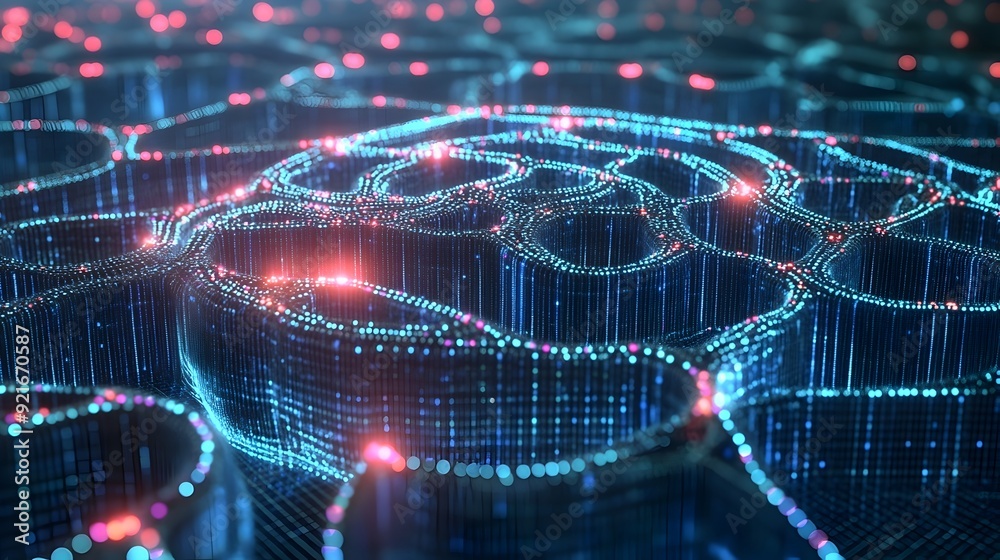 Poster interconnected digital brain representing ai powered search engine