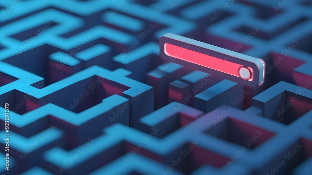 Poster Navigating the Digital Maze A Search Bar Guides the Way