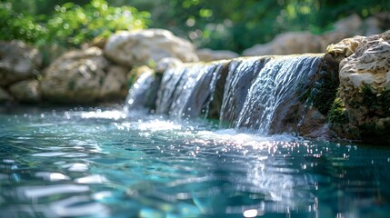 Enchanting Waterfall Oasis with Serene Pool and Lush Vegetation
