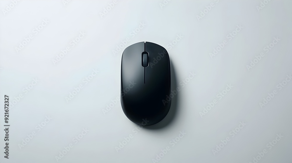 Poster Sleek Minimalist Wireless Computer Mouse on White Surface