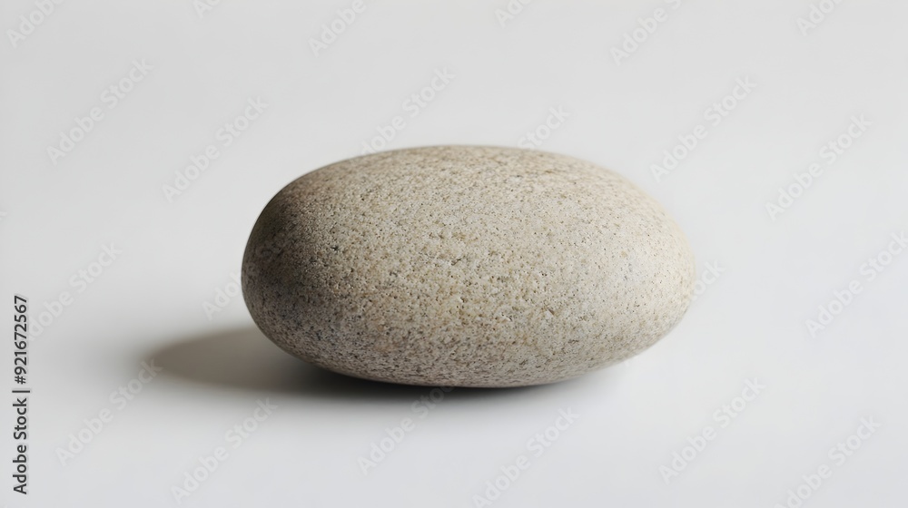 Poster smooth and natural pebble on a simple white surface