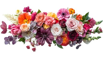 Vibrant and Elegant Floral Bouquet Isolated on White Background